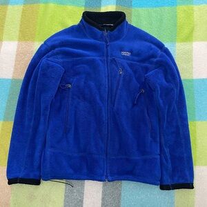 Vintage Patagonia Made In Usa Pile Sherpa Fleece Jacket Blue Regulator Mens